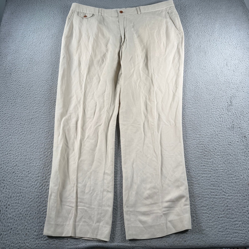 Polo Ralph Lauren Pants Mens 40x31 Beige Linen Silk Cotton Luxury Classic Fit